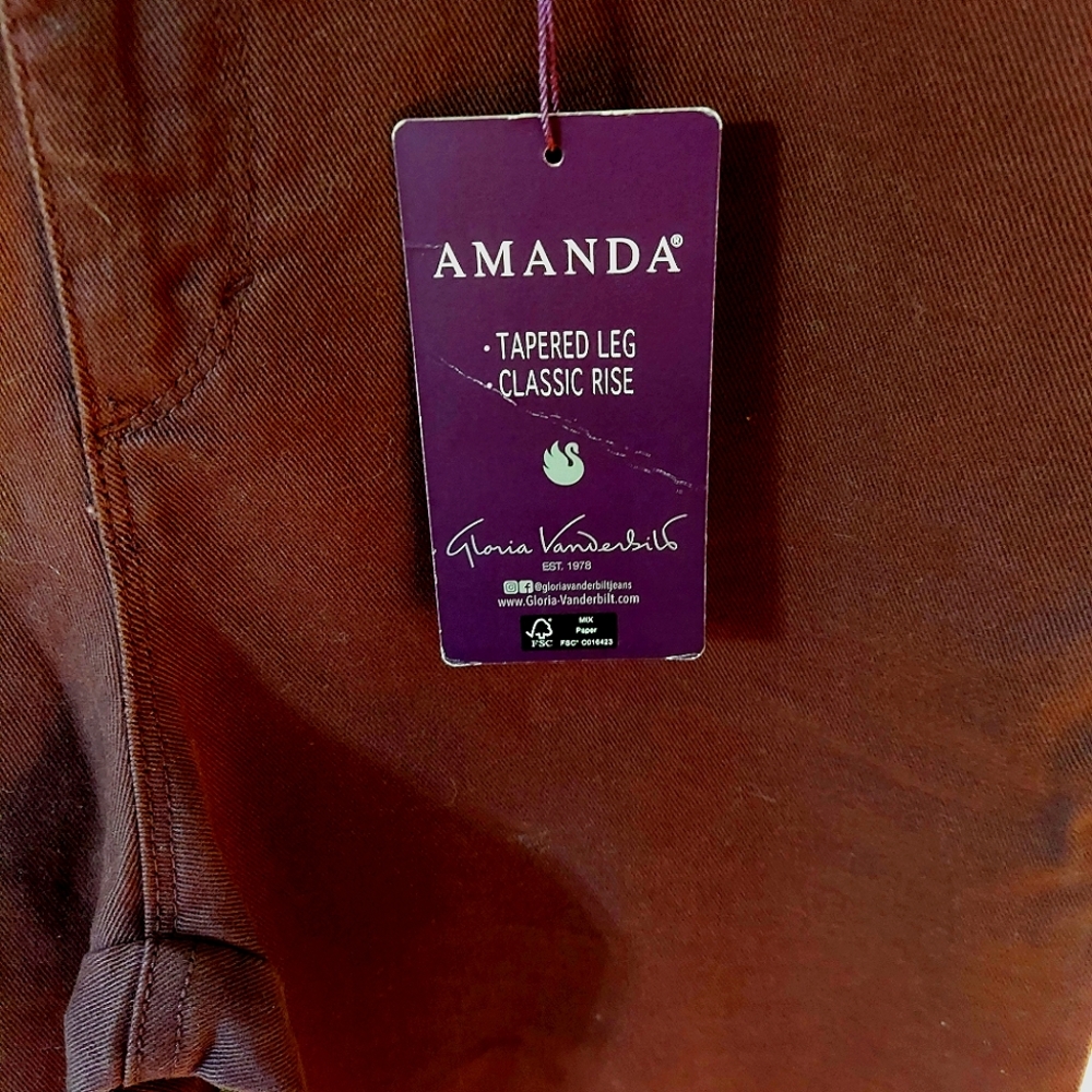 GLORIA VANDERBILT AMANDA THE ORIGINAL SLIMMING JEAN WOMEN'S SIZE 8 SHORT WINE - Picture 8 of 13
